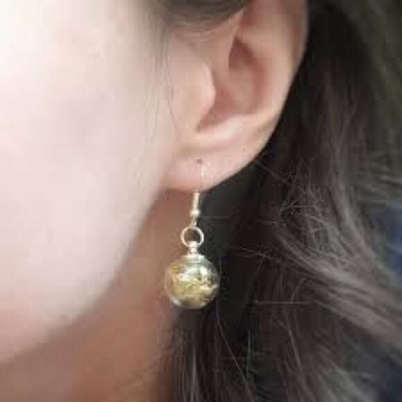 J. Crew Gold Ball Dangle Earrings - Picture 1 of 3